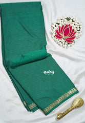 Green - Avantika - Semi Mysore Silk Saree with Small Mango Border - Perfect for Regular Wear | Office Wear