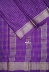 Rich Purple - Avantika - Semi Mysore Silk Saree with Checks Weaving and Zari Border - Perfect for Small Functions