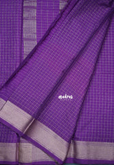 Rich Purple - Avantika - Semi Mysore Silk Saree with Checks Weaving and Zari Border - Perfect for Small Functions