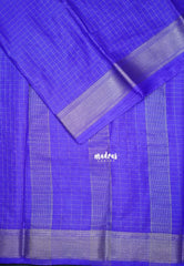 Neon Violet Blue - Avantika - Semi Mysore Silk Saree with Checks Weaving and Zari Border - Perfect for Small Functions