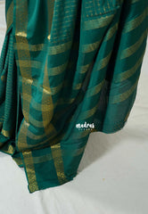 Classic Green-Rettapet - Avantika - Semi Mysore Silk Saree with Checks Weaving Rettapet Border - Perfect for Pooja Functions