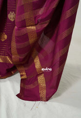 Mulberry Purple-Rettapet - Avantika - Semi Mysore Silk Saree with Checks Weaving Rettapet Border - Perfect for Pooja Functions