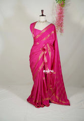 Queen's Pink-Rettapet - Avantika - Semi Mysore Silk Saree with Checks Weaving Rettapet Border - Perfect for Pooja Functions