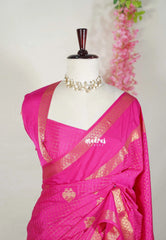 Queen's Pink-Rettapet - Avantika - Semi Mysore Silk Saree with Checks Weaving Rettapet Border - Perfect for Pooja Functions