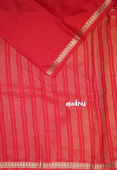 Tomato Red - Avantika - Semi Mysore Silk Saree with Small Mango Border - Perfect for Regular Wear | Office Wear