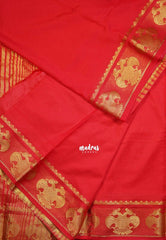 Spicy Red - Avantika - Semi Mysore Silk Saree with Gandaberunda Border - Perfect for Small Functions