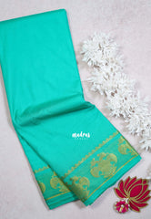 Aqua Green - Avantika - Semi Mysore Silk Saree with Gandaberunda Border - Perfect for Small Functions