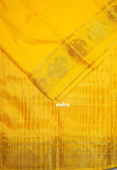Canary Yellow - Avantika - Semi Mysore Silk Saree with Gandaberunda Border - Perfect for Small Functions