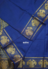 Navy Blue - Avantika - Semi Mysore Silk Saree with Gandaberunda Border - Perfect for Small Functions