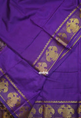 Royal Purple - Avantika - Semi Mysore Silk Saree with Gandaberunda Border - Perfect for Small Functions