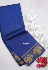 Navy Blue - Avantika - Semi Mysore Silk Saree with Gandaberunda Border - Perfect for Small Functions