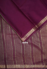 Mulberry Purple with Leaf - Avantika - Semi Mysore Silk Saree with Small Mango and Leaf Border - Perfect for Small Functions