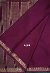 Mulberry Purple with Leaf - Avantika - Semi Mysore Silk Saree with Small Mango and Leaf Border - Perfect for Small Functions
