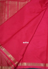 Peach Pink with Leaf - Avantika - Semi Mysore Silk Saree with Small Mango and Leaf Border - Perfect for Small Functions