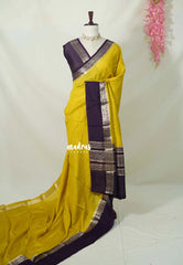 Lime Yellow - Avantika - Semi Mysore Silk Saree Checks with Skirt Border - Perfect for Wedding Functions