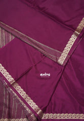Mulberry Purple - Avantika - Semi Mysore Silk Saree with Small Mango Border - Perfect for Small Functions