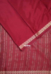 Reddish Maroon - Avantika - Semi Mysore Silk Saree with Small Mango Border - Perfect for Small Functions
