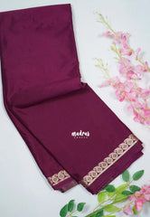 Mulberry Purple - Avantika - Semi Mysore Silk Saree with Small Mango Border - Perfect for Small Functions