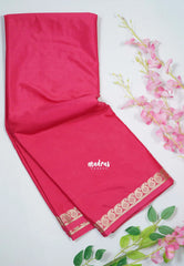 Peach Pink - Avantika - Semi Mysore Silk Saree with Small Mango Border - Perfect for Small Functions