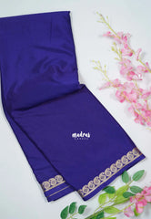 Violet Blue - Avantika - Semi Mysore Silk Saree with Small Mango Border - Perfect for Small Functions