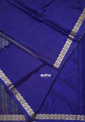 Violet Blue - Avantika - Semi Mysore Silk Saree with Small Mango Border - Perfect for Small Functions