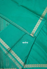 Bright Aqua Green - Avantika - Semi Mysore Silk Saree with Small Mango Border - Perfect for Small Functions