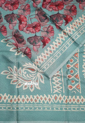 Muted Aqua Green - Baby Soft Butter Silk Saree with Floral Prints - Best for Daily Wear | Summer