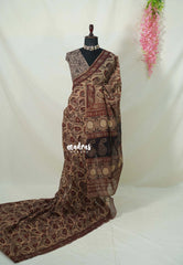 Earthen Beige - Pure Kota Doriya with Bagru Printed Saree - Perfect for Office Wear | Casual Wear | Summer Wear