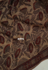 Earthen Beige - Pure Kota Doriya with Bagru Printed Saree - Perfect for Office Wear | Casual Wear | Summer Wear