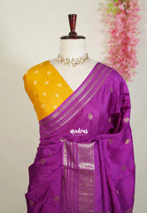 Magenta Purple - Durga - Banarasi Premium Viscose Silk with Traditional Border and Buttas - Best for Wedding Functions