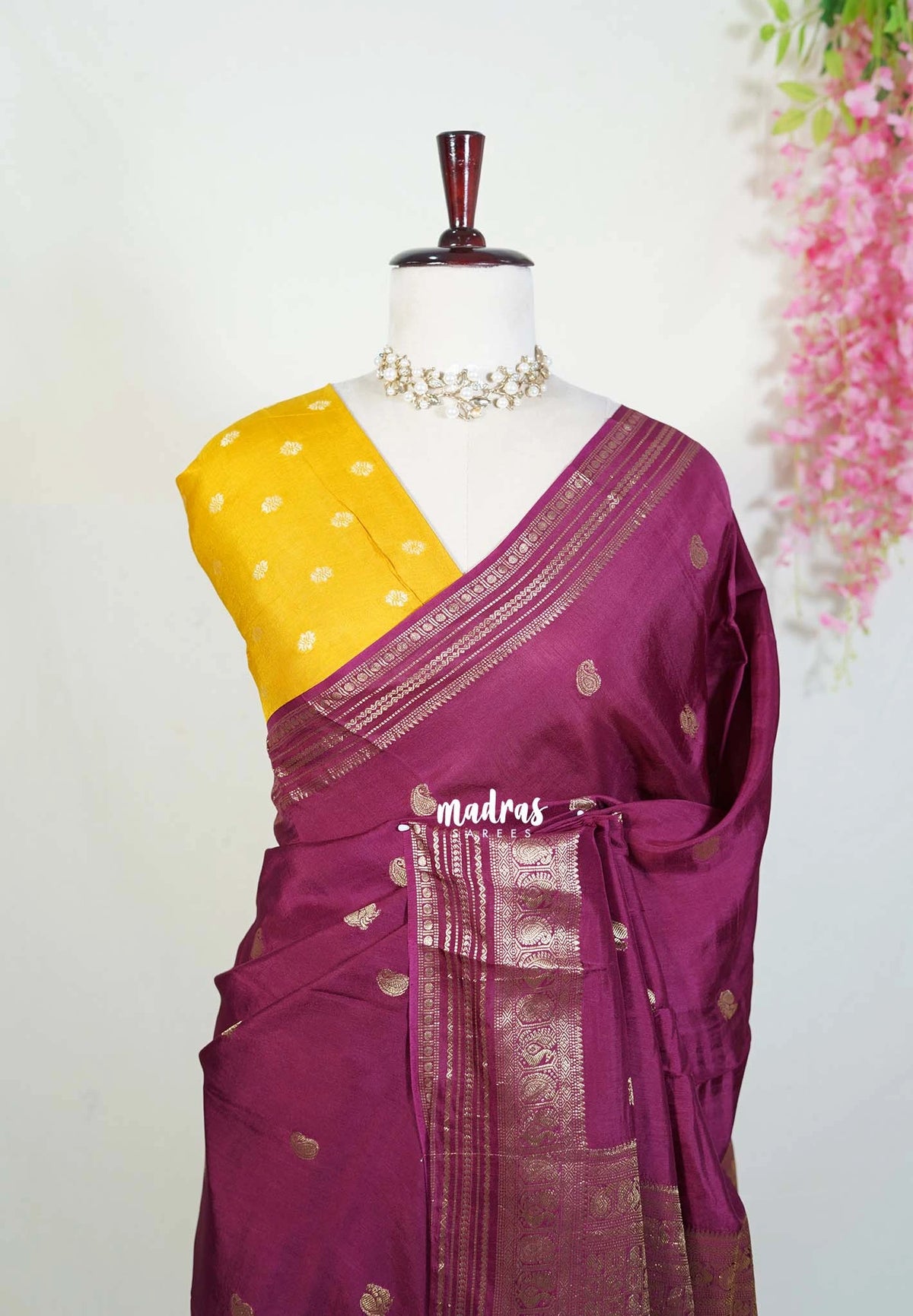 Winered - Durga - Banarasi Premium Viscose Silk with Traditional Border and Buttas - Best for Wedding Functions