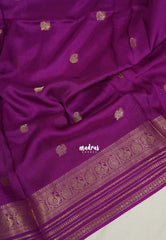 Magenta Purple - Durga - Banarasi Premium Viscose Silk with Traditional Border and Buttas - Best for Wedding Functions