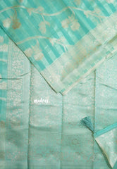 Pastel Teal Green - Durga - Banarasi Semi Silk with Line Zari Weaving Body with Border - 🌸 Best for Simple Occasion