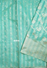 Pastel Teal Green - Durga - Banarasi Semi Silk with Line Zari Weaving Body with Border - 🌸 Best for Simple Occasion
