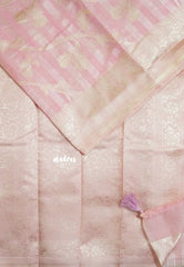 Pink - Durga - Banarasi Semi Silk with Line Zari Weaving Body with Border - 🌸 Best for Simple Occasion