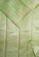 Pista Green - Durga - Banarasi Semi Silk with Line Zari Weaving Body with Border - 🌸 Best for Simple Occasion