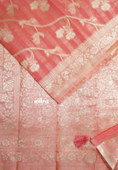 Peach Pink - Durga - Banarasi Semi Silk with Line Zari Weaving Body with Border - 🌸 Best for Simple Occasion