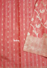 Peach Pink - Durga - Banarasi Semi Silk with Line Zari Weaving Body with Border - 🌸 Best for Simple Occasion