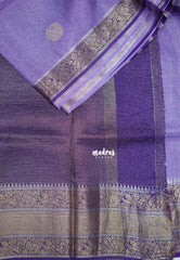 Lavender Purple - Durga - Banarasi Premium Viscose Silk with Micro Zari Checks and Temple Sculpture Rich Border - Best for Pooja Functions | Diwali Festive