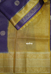 Royal Purple - Durga - Banarasi Premium Viscose Silk with Micro Zari Checks and Temple Sculpture Rich Border - Best for Pooja Functions | Diwali Festive