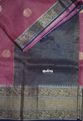 Dark Onion Pink - Durga - Banarasi Premium Viscose Silk with Micro Zari Checks and Temple Sculpture Rich Border - Best for Pooja Functions | Diwali Festive