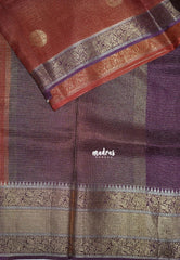 Brich Brown - Durga - Banarasi Premium Viscose Silk with Micro Zari Checks and Temple Sculpture Rich Border - Best for Pooja Functions | Diwali Festive
