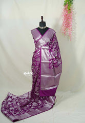 Magenta Purple - Durga - Banarasi soft katan silk zari Floral weaving with Zari Border