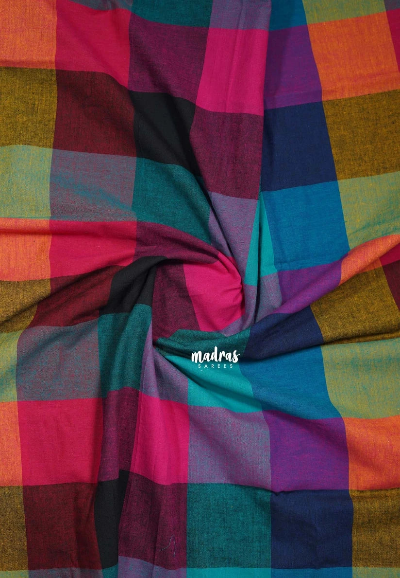 Multicolor - Madras Checks Pure Cotton Blouse Fabric Height 60 inch | Soft Breathable Cotton Best for Frocks/Dresses/Anarkali/shirts/Kurtis