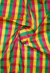 Yellow, Pink and Green - Mayuri - Premium Silk Madras Checks Paalum Pazhamum Kattam Running Blouse Fabric