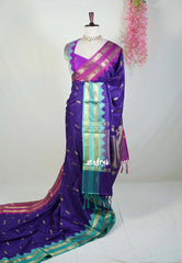 Brinjal Purple - Avantika - Semi Mysore silk with Ganga Jamuna Rettapet Border - Perfect for Festival Wear | Temple Visit