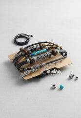 Unisex Leather Beaded Bracelet for Boys & Girls | Adjustable Fashion Wristband | Casual Wear Accessory