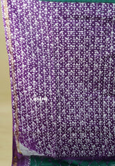 Green with Purple - Chanderi cotton silk Saree with Madhubani Prints Pallu