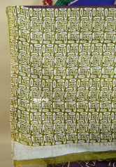 Winered with Olive Green - Chanderi cotton silk Plain Saree with Madhubani Prints Pallu