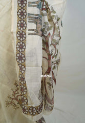Ivory Beige - Isha - Fancy Chanderi Silk with Tribal Prints - Best for Office Wear | Casual Wear